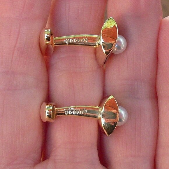Mikimoto Pearl & MOP Cufflinks - 18K YG - Original Gift Box - Looks New - Picture 8 of 12